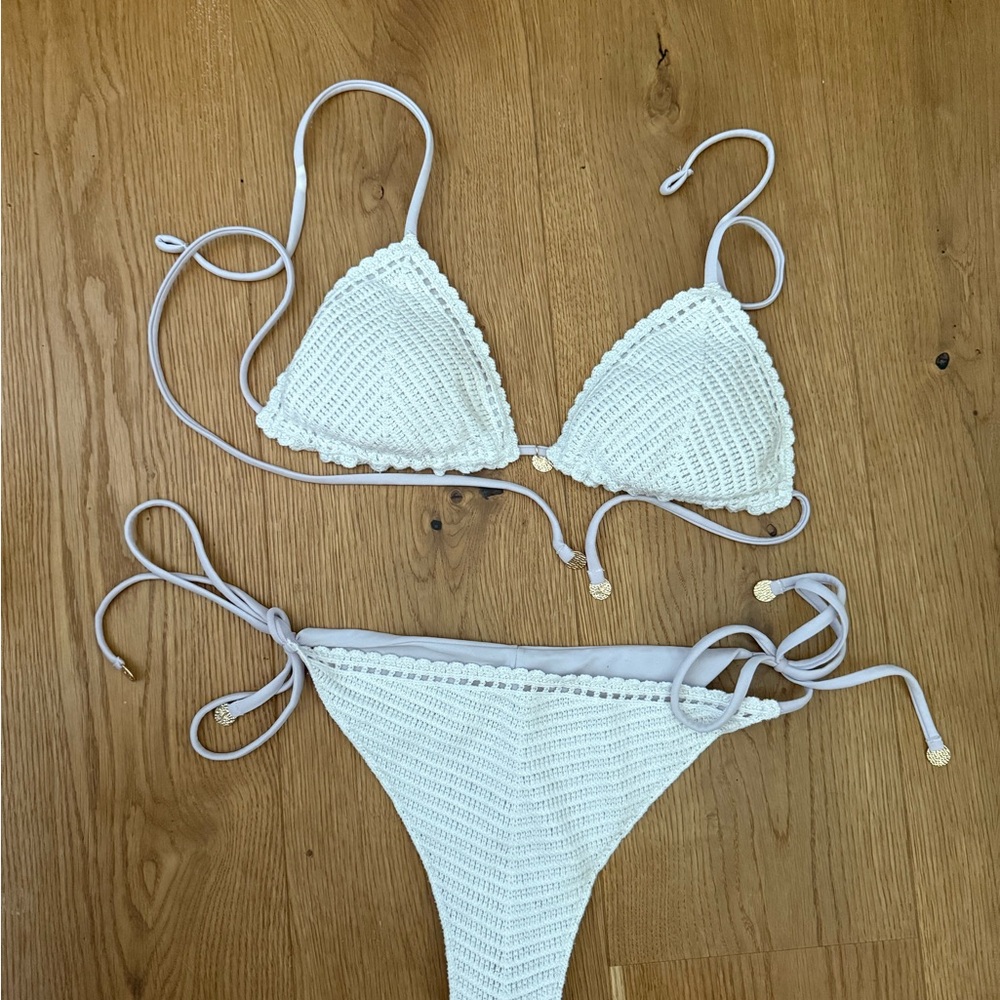 Calzedonia sand white/ taupe Crochet Bikini Set